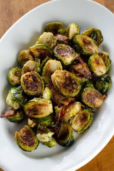 Bacon Roasted Brussels Sprouts with Honey Mustard on cookeatpaleo.com/bacon-roasted-brussels-sprouts-with-honey-mustard