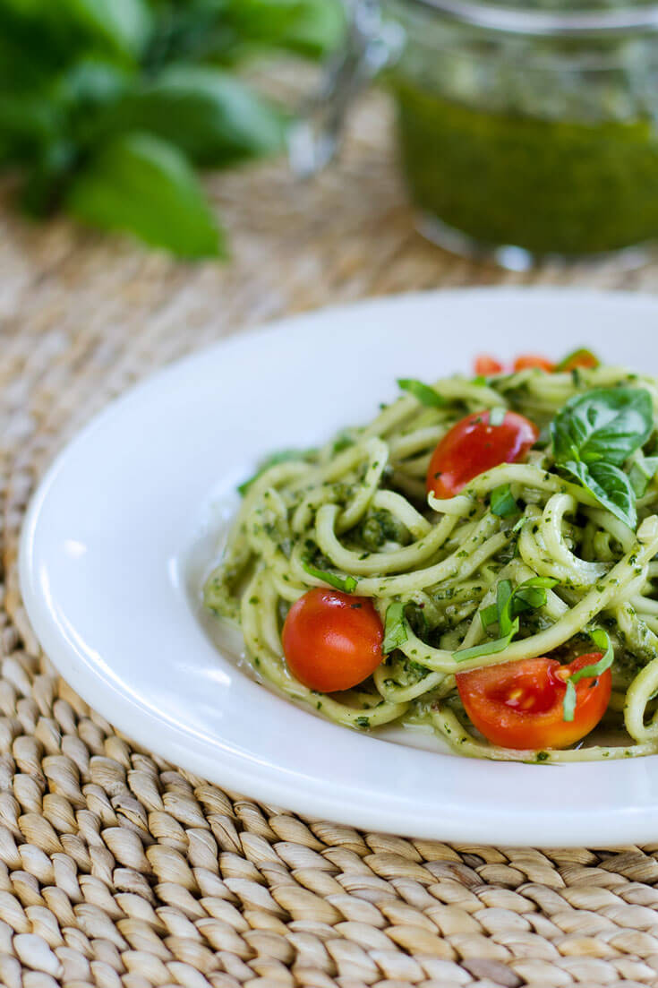 Zucchini Pasta Pesto (Gluten Free, Dairy Free) | Cook Eat Paleo