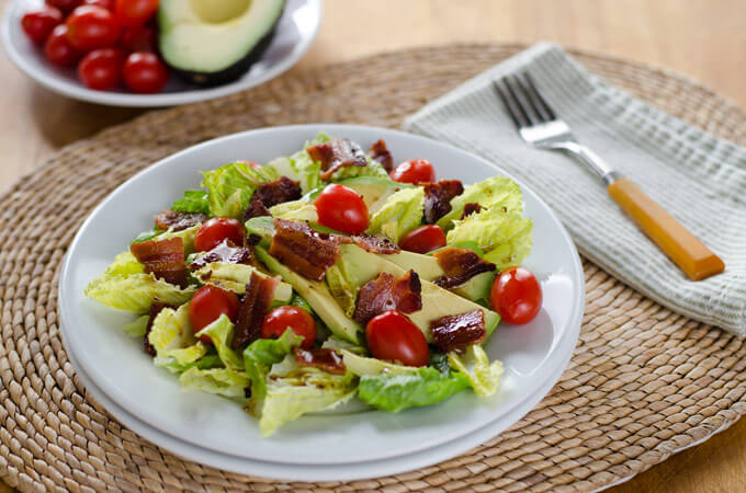 BLT Salad with Avocado and Chipotle Dressing | cookeatpaleo.com