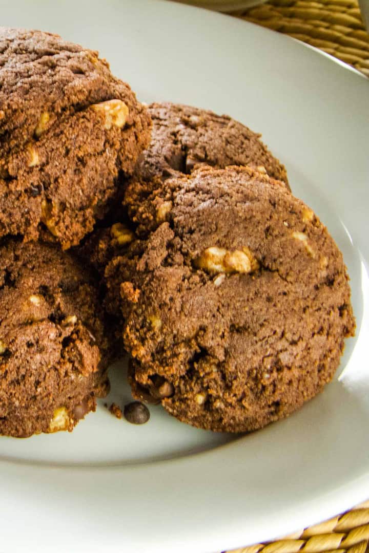 Gluten-free chocolate chip brownie scones on plate