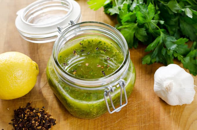 Chimichurri sauce is quick and easy to put together. And it's gluten-free, dairy-free and paleo. | cookeatpaleo.com/chimichurri-sauce