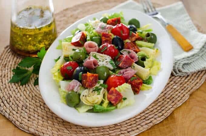 Antipasto salad with Italian dressing