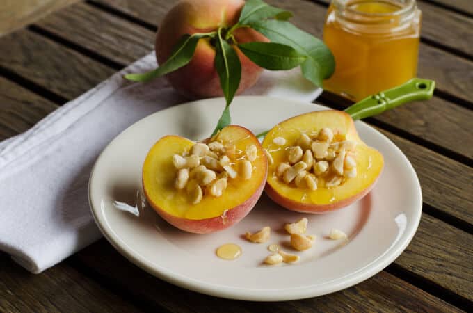 Peaches with Macadamias and Honey