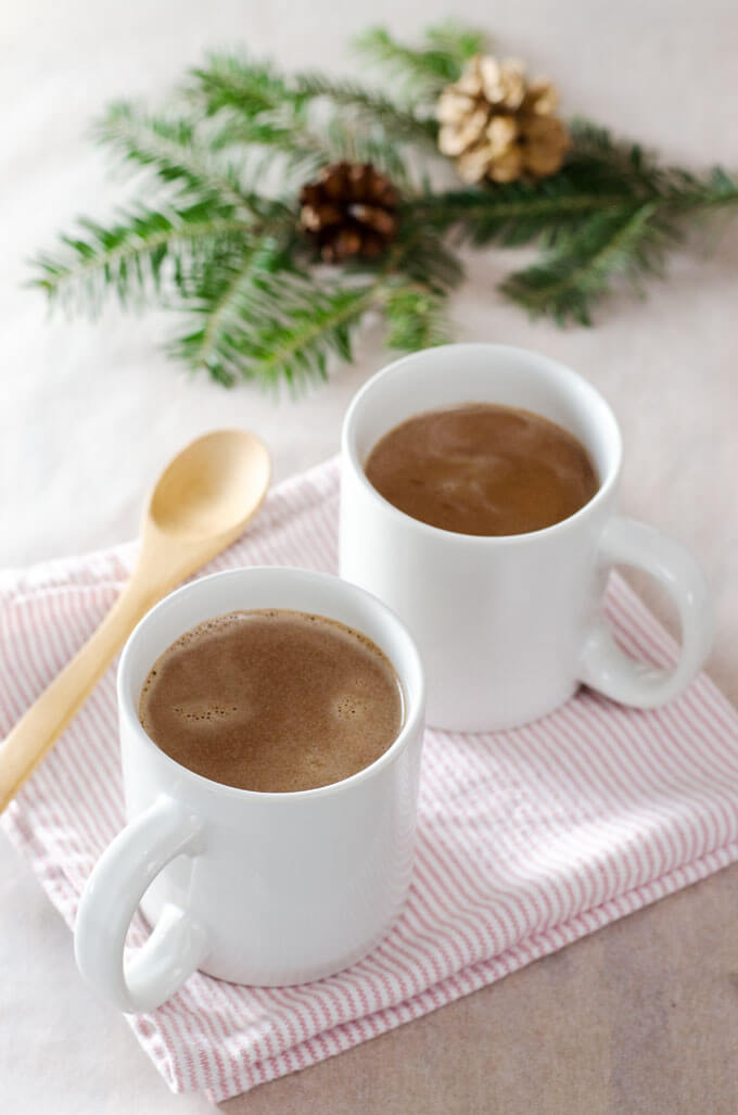 Keto Paleo Peppermint Hot Chocolate made with coconut milk and cocoa powder