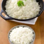 Cauliflower rice in cast iron skillet