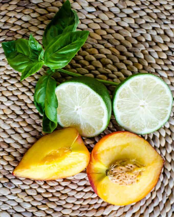 Peaches, lime, and basil