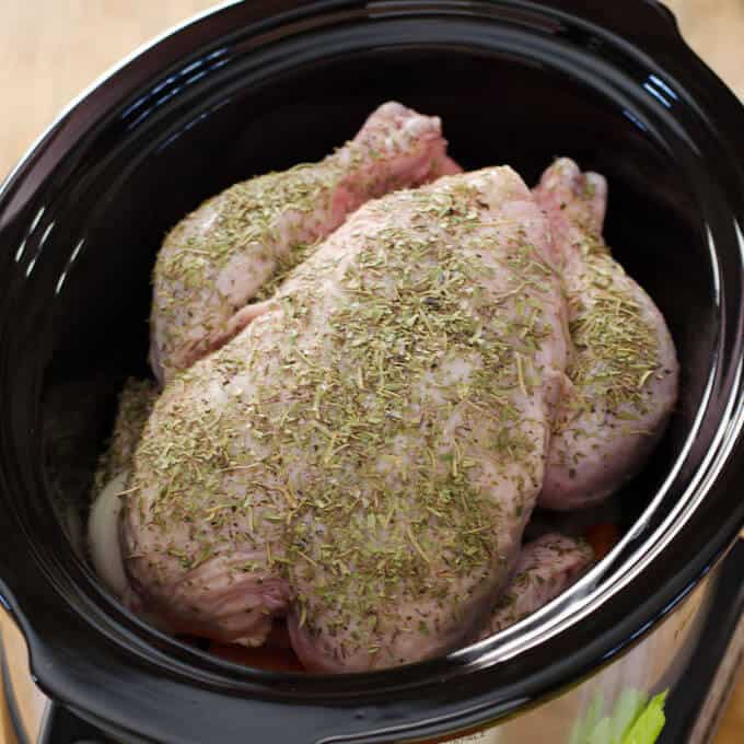 Whole Chicken in Slow Cooker with Herbes de Provence