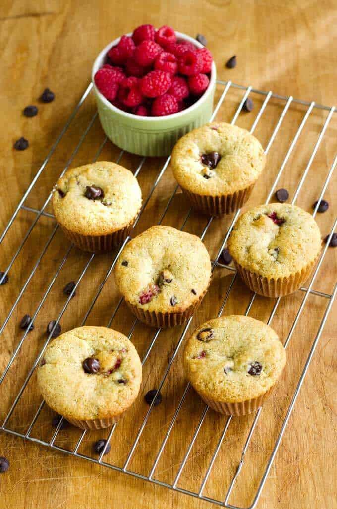 Raspberry chocolate chip muffins