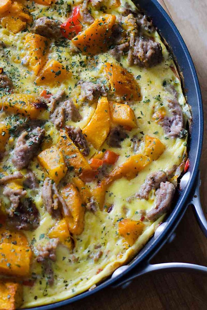 Sausage and butternut squash frittata from Cook Eat Well