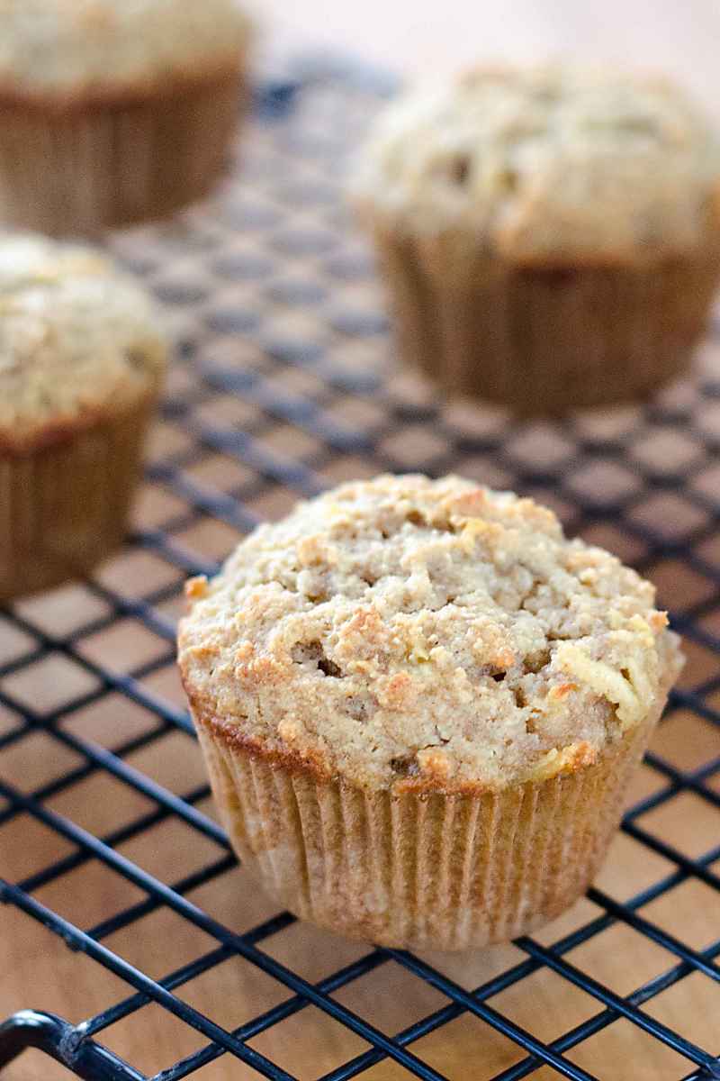 Apple muffins on wire cooling rack