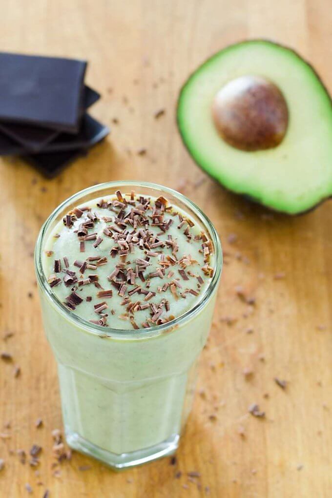 Homemade Shamrock Shake with avocado and dark chocolate