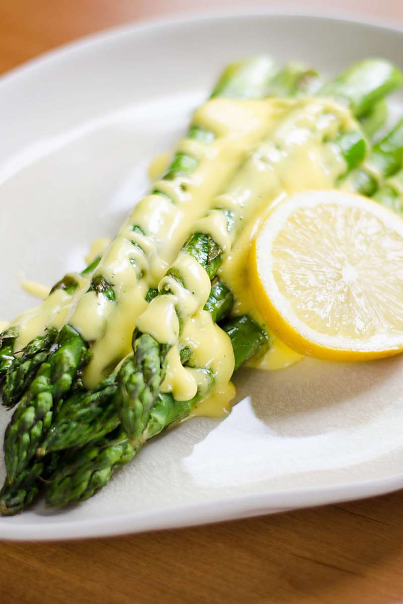 Roasted Asparagus with Easy Blender Hollandaise Sauce - Cook Eat Well