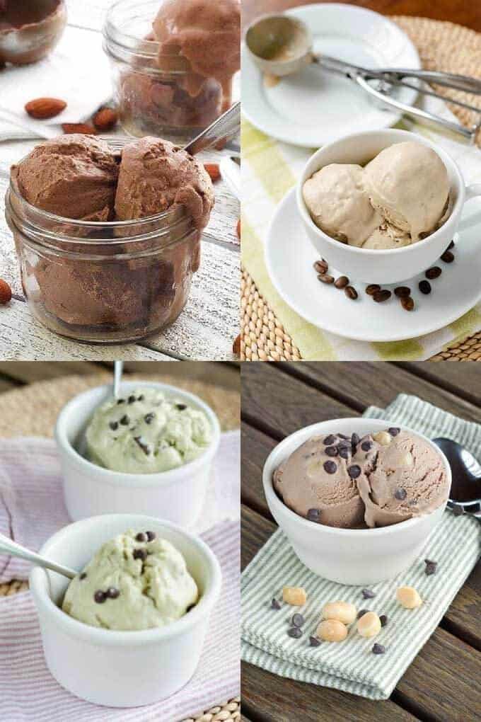 Dairy-Free Ice Cream - coffee, coffee, pistachio chocolate chip, double chocolate macadamia