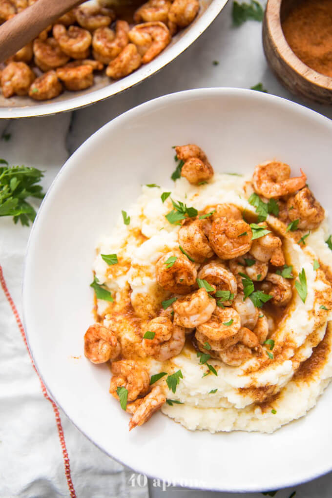 Paleo Shrimp and Grits from 40 Aprons