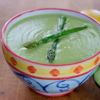 Roasted asparagus avocado soup