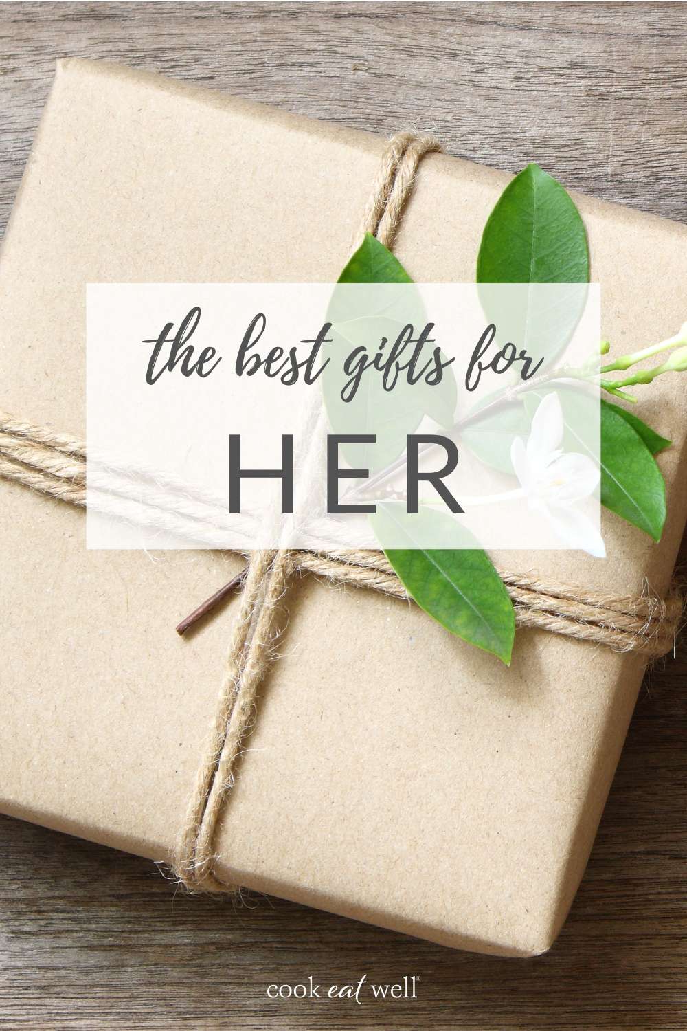 The best gifts for her text over photo of gift box