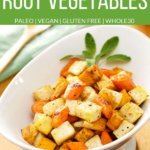 Roasted root vegetables - sweet potatoes, carrots, parsnips