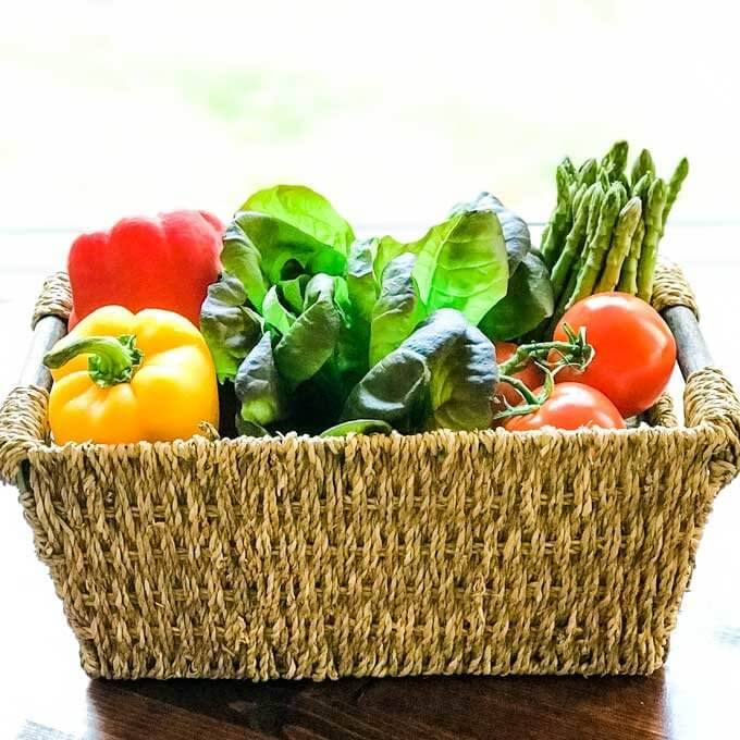Basket of fresh paleo friendly vegetables