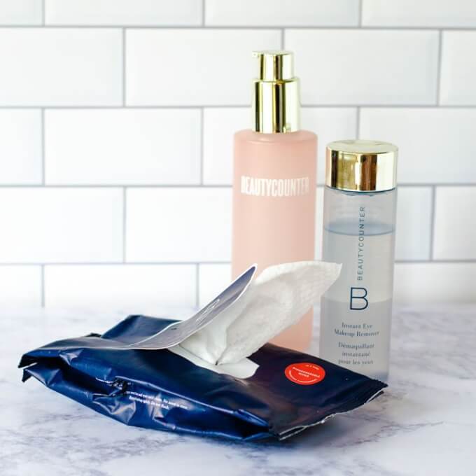 Beautycounter eye makeup remover, cleansing oil, makeup remover wipes