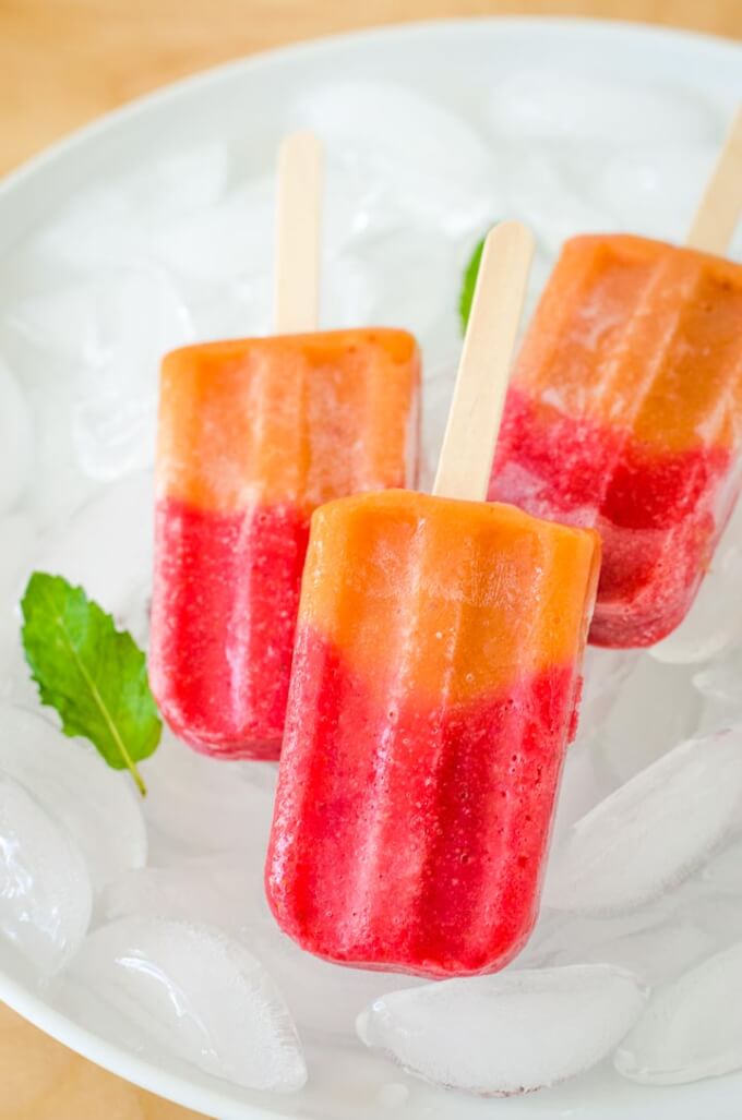 Strawberry peach real fruit popsicles