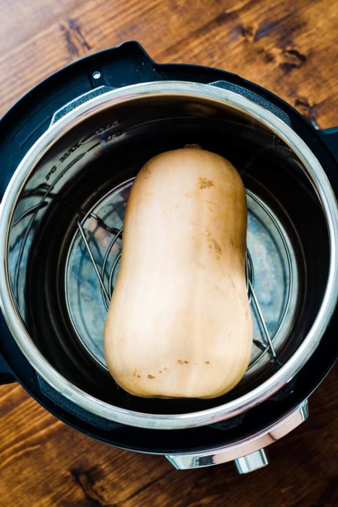 Whole butternut squash in Instant Pot