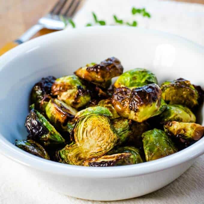 Air fryer Brussels sprouts with balsamic