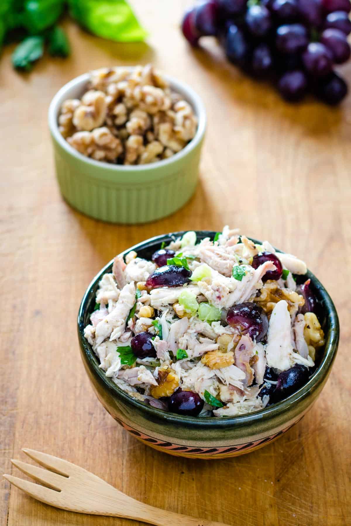 Chicken salad with grapes and walnuts