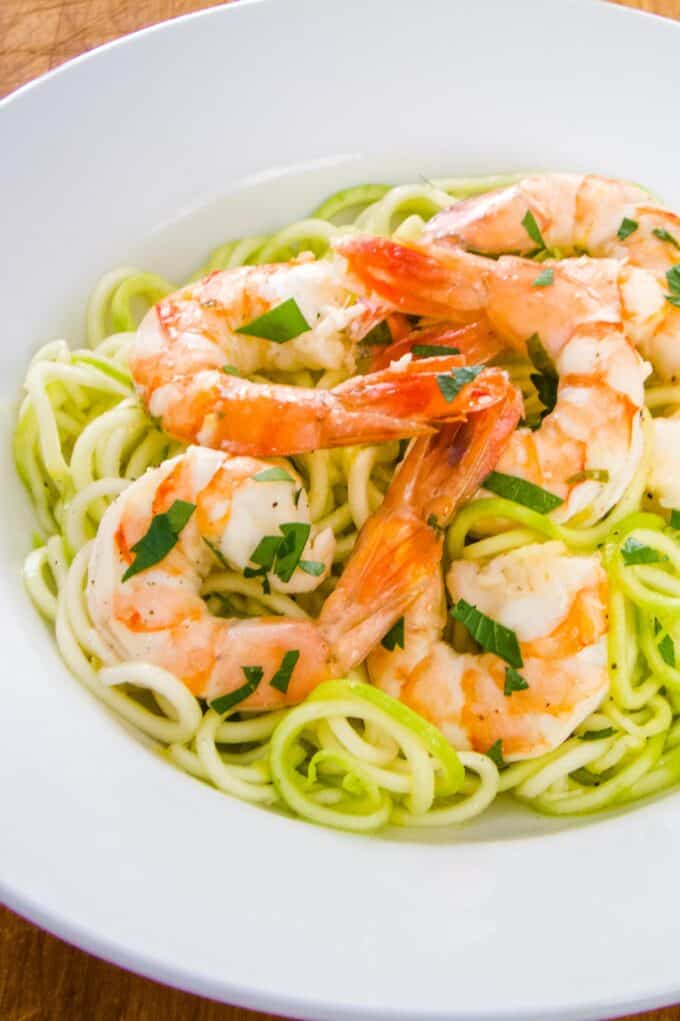 Zucchini noodles with shrimp
