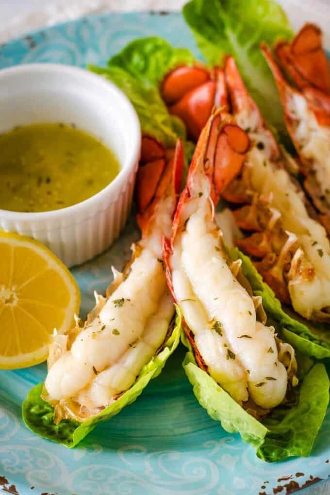 Air fryer lobster tail with garlic butter