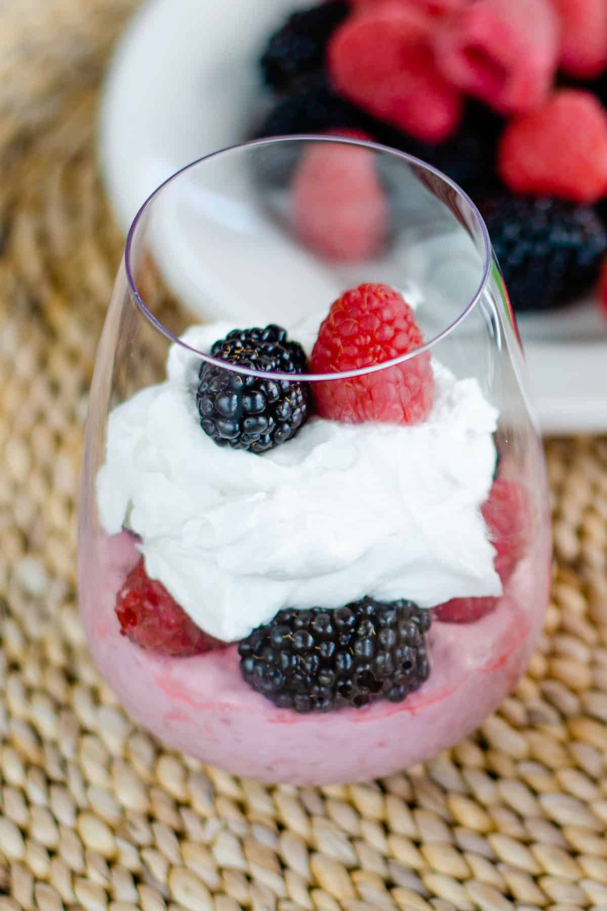 Raspberries and cream with fresh berries