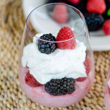 Raspberries and cream parfait