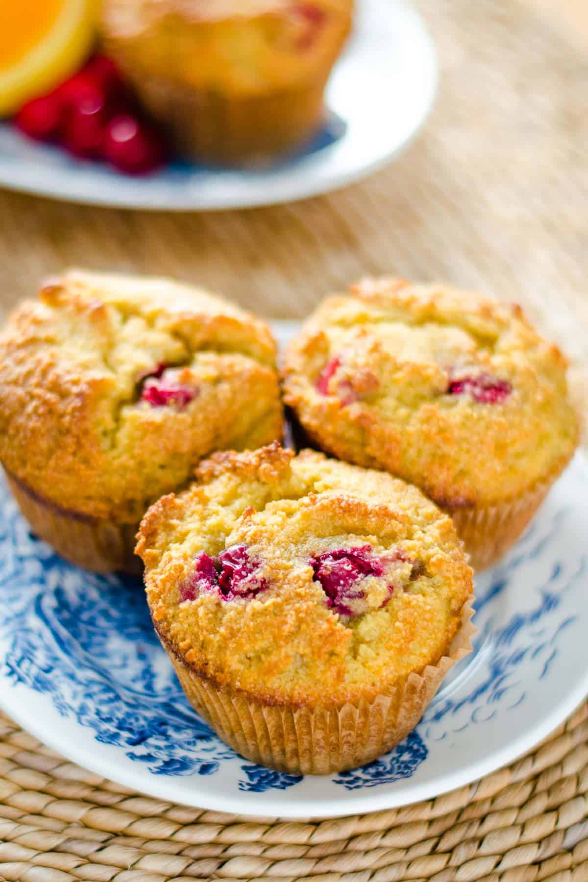 Cranberry orange muffins on plate