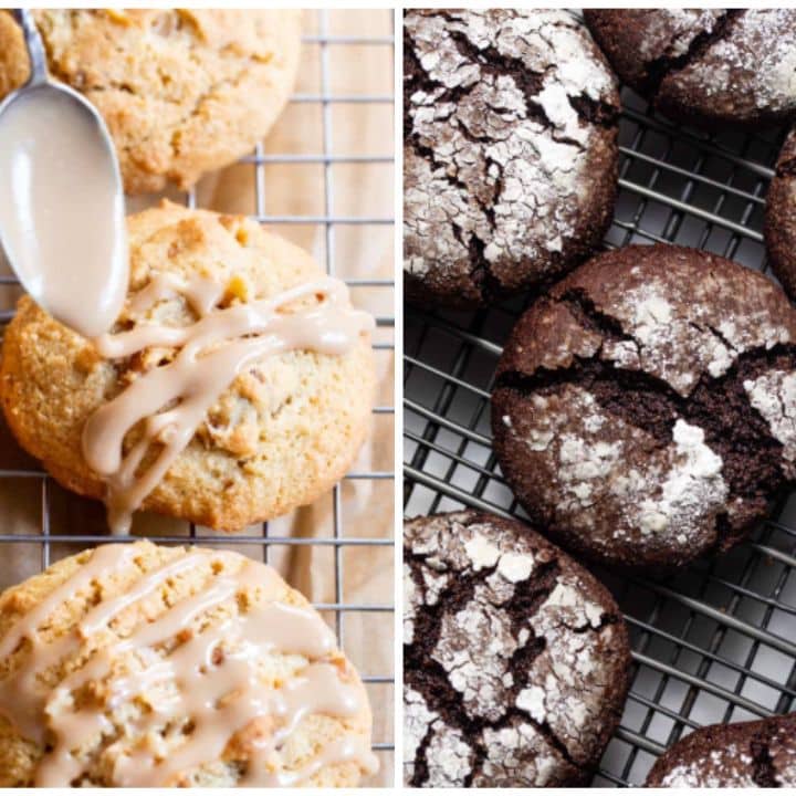 Maple walnut sugar cookies and chocolate crinkle cookies