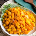 Roasted butternut squash cubes with rosemary