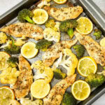 Oven baked sheet pan chicken and veggies.